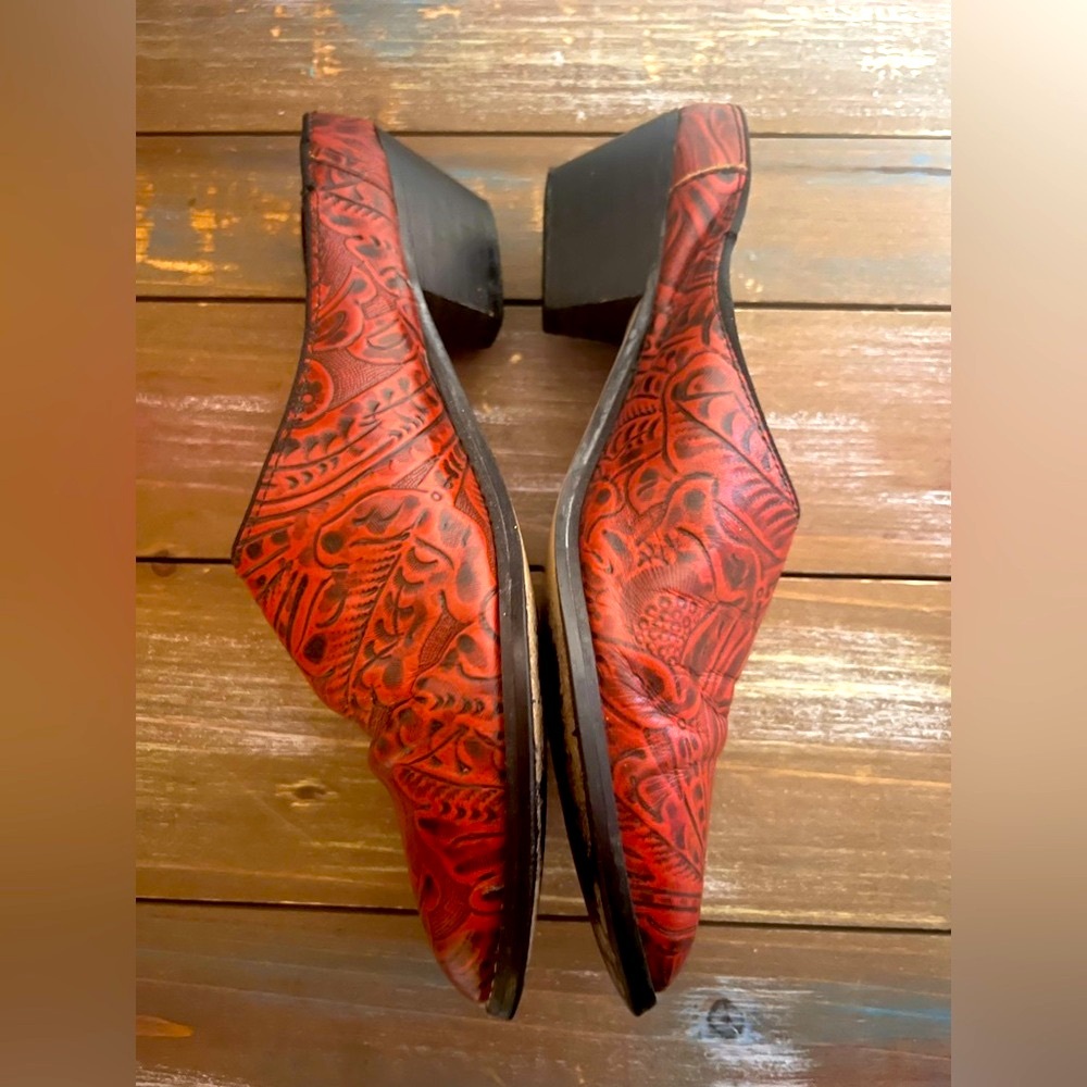 Vintage Tic-Tac-Toes Tooled Leather Western Boho Shoes Women's Size 7.5 - Picture 2 of 4
